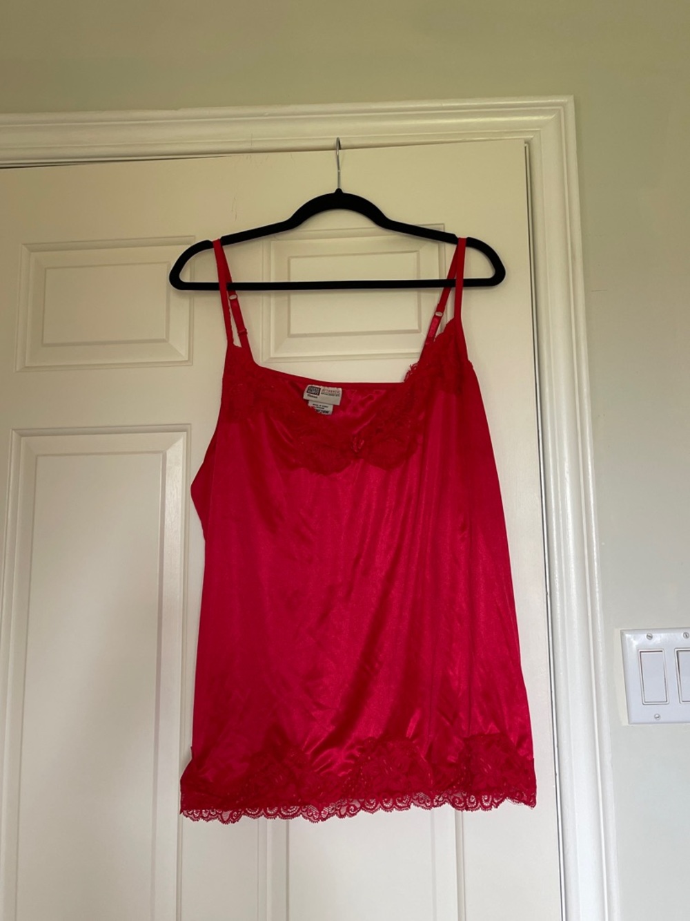 Silky Lace Trim Cami in Red